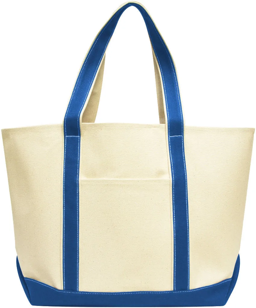 16 oz. xl cotton canvas carmel boat tote - natural/royal Case of 24