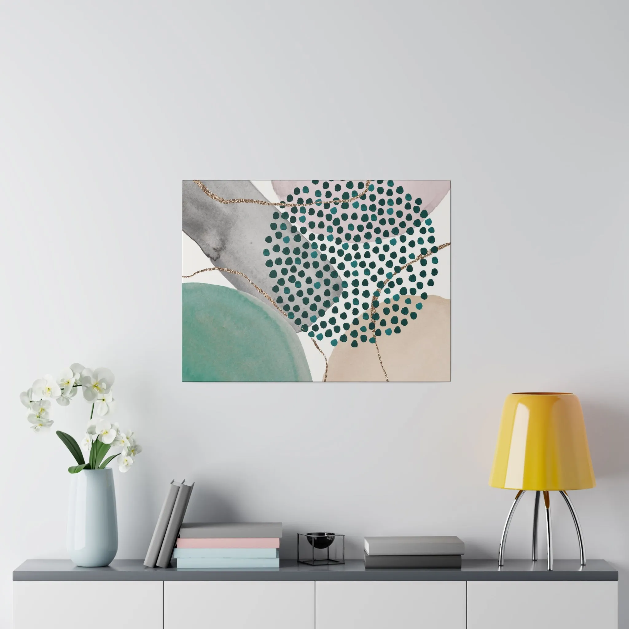 Abstract Artwork | Canvas Wall Art | Pastel Green Blue Beige