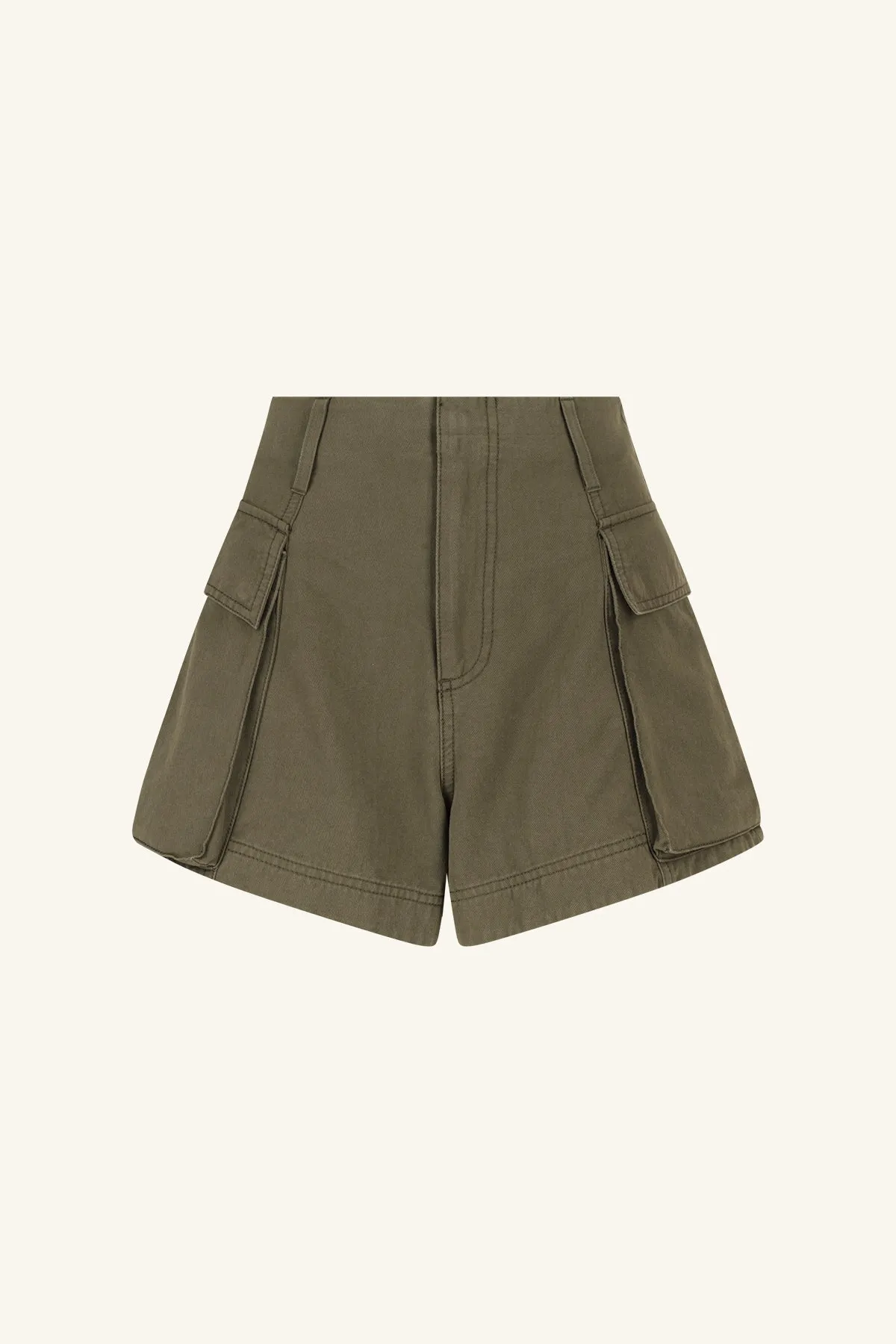 ARIANA PATCH POCKET SHORT - KHAKI