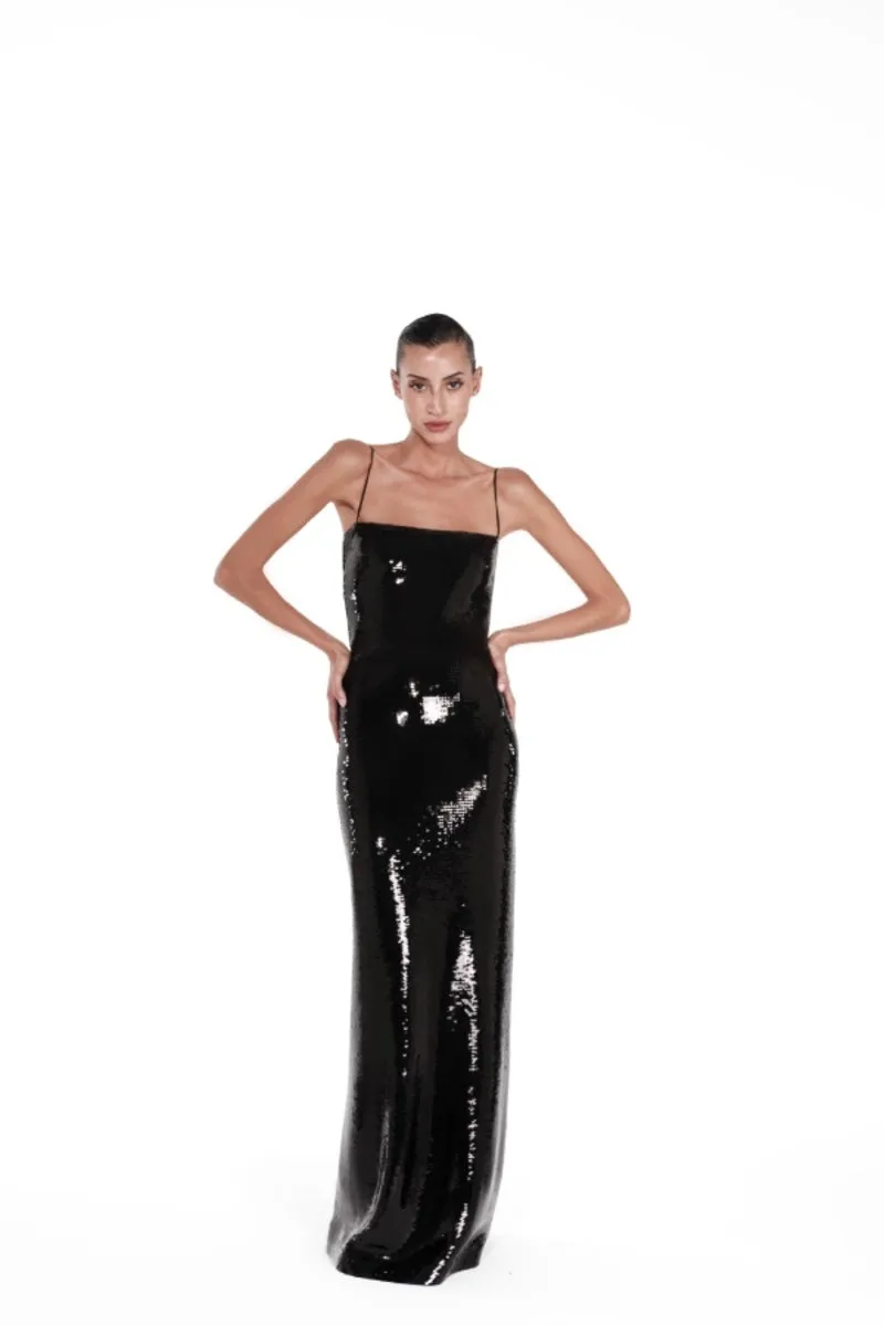 BARE BLACK SEQUIN GOWN