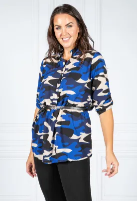 Belt Camo Shirt in Marine Blue