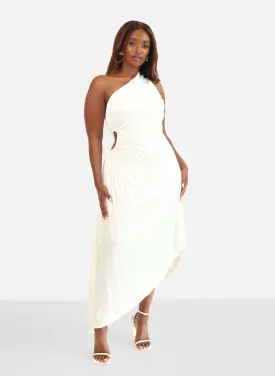 Calla Lily Satin Pleated Midi Shift Dress