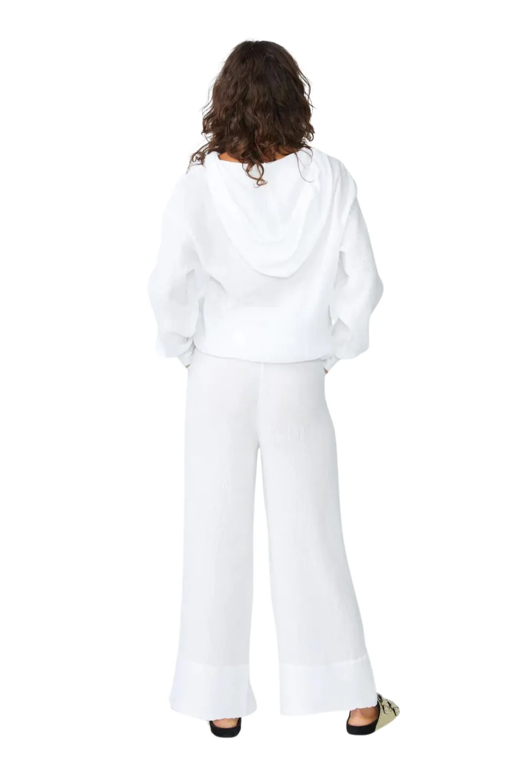 Gauze Wide Leg Pull On Pant, White