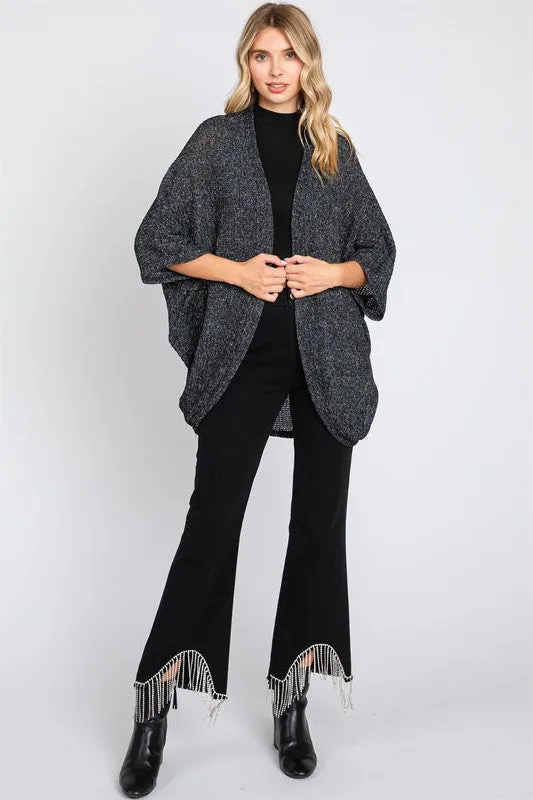 Gee Gee Textured Knit Batwing Cardigan - Charcoal