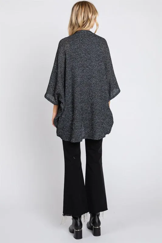 Gee Gee Textured Knit Batwing Cardigan - Charcoal