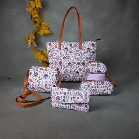 Go Special Tote Combo Set White Colour Tribal Design.