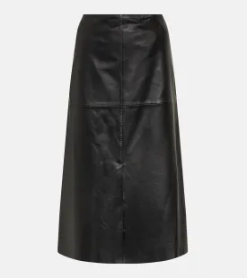 Leather midi skirt Sidena JOSEPH, black