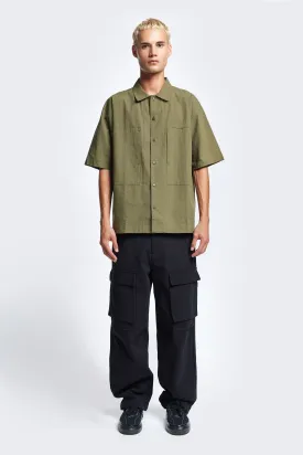 Map Seersucker Shirt Khaki