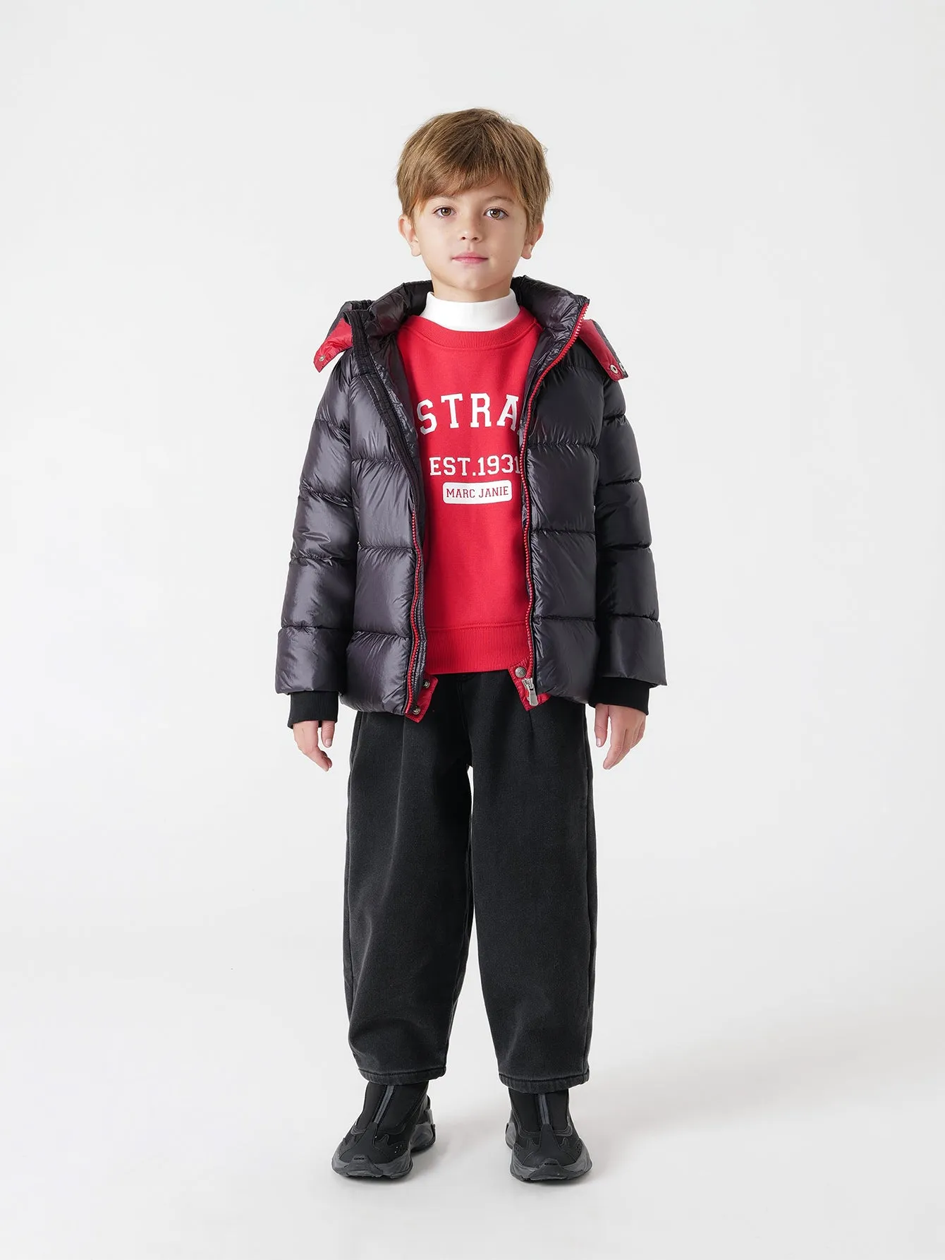 MARC & JANIE Boys Ultralight Hooded Down Parka with Removable Collar 213685