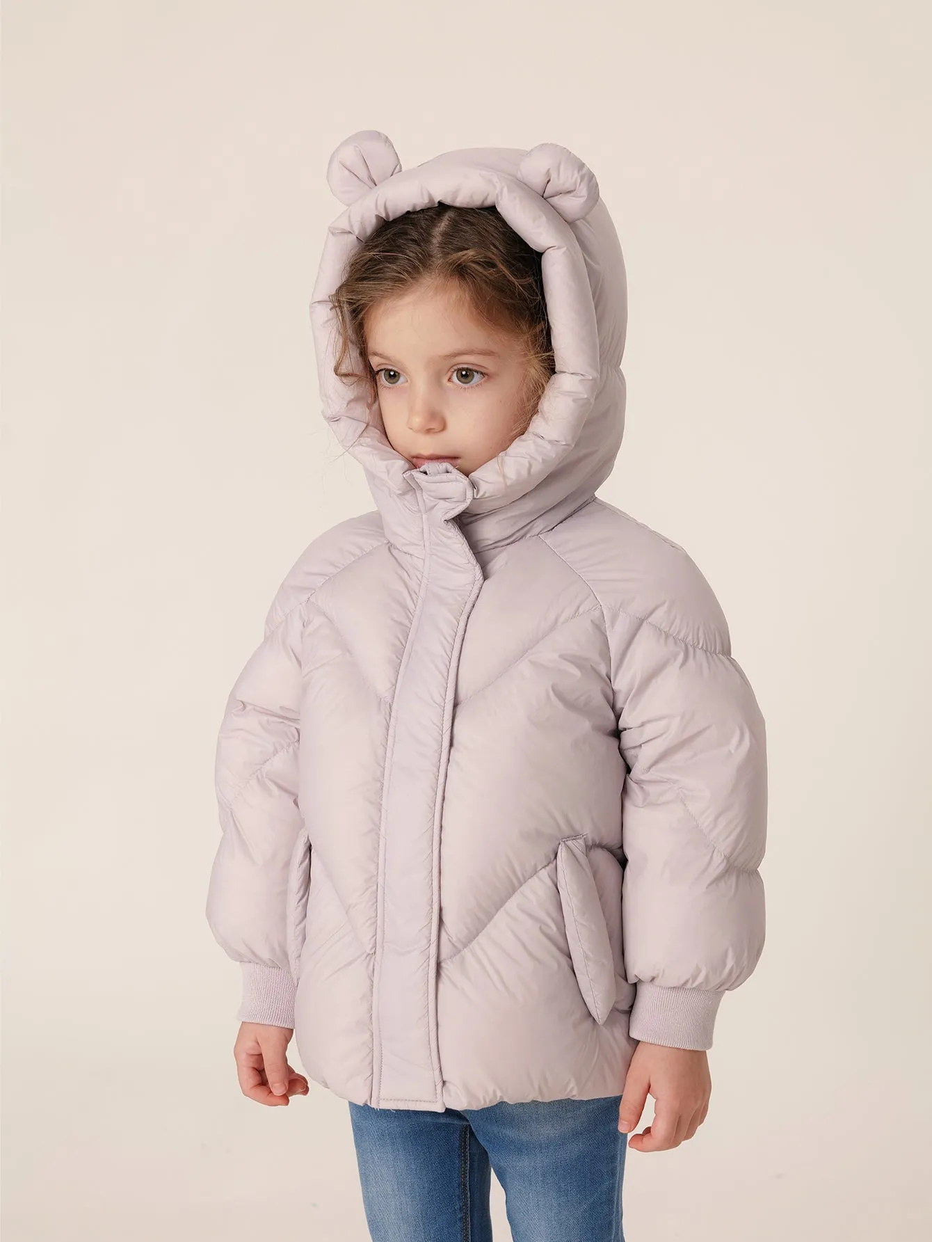 MARC & JANIE Girls Ultralight Bear Ears Hooded Down Parka 231208