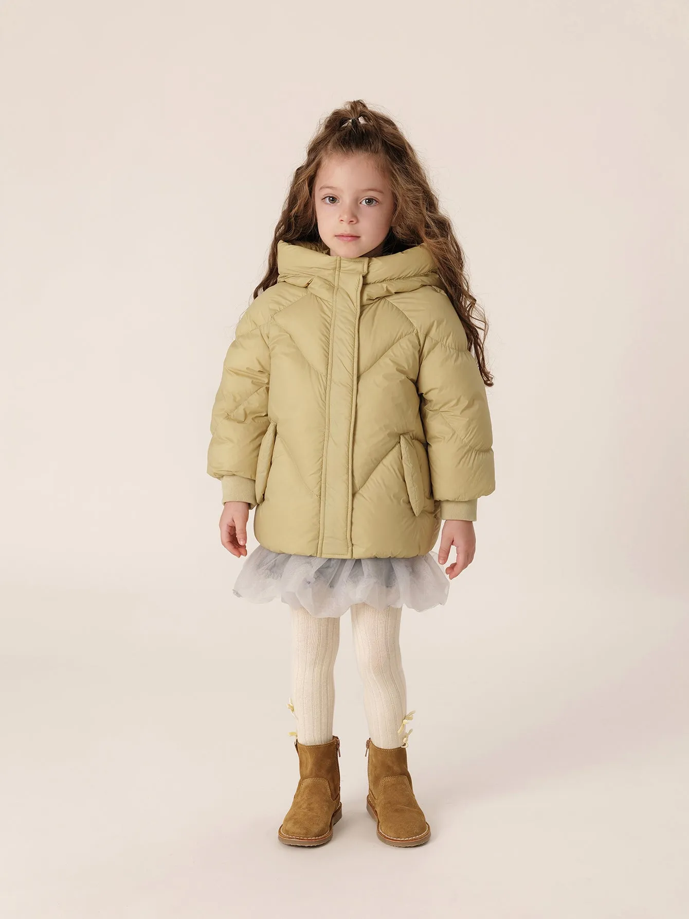 MARC & JANIE Girls Ultralight Bear Ears Hooded Down Parka 231208