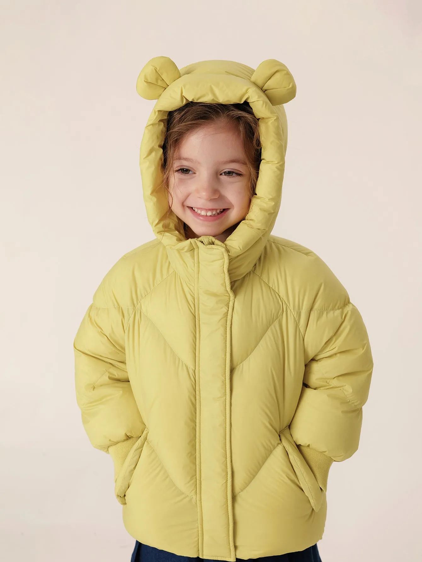 MARC & JANIE Girls Ultralight Bear Ears Hooded Down Parka 231208