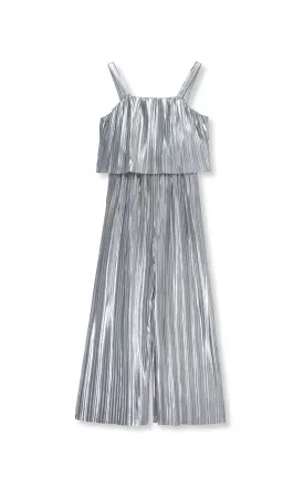 Metallic Pleated Jumpsuit | 7-16