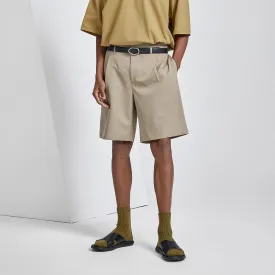 Mid Rise Tie-waist Khaki Bermuda Shorts