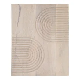 Modern Boho Beige Neutral Carved Wood Wall Art White Wash