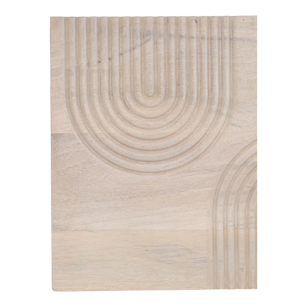 Modern Boho Beige Neutral Carved Wood Wall Art White Wash