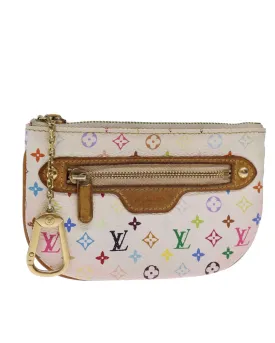 Monogram Multicolor Canvas Pouch with Metal Fittings and Pocket