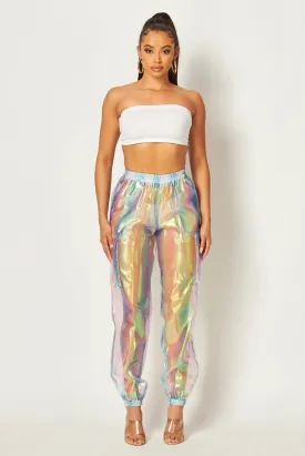 Paula Iridescent Sheer Jogger Pants