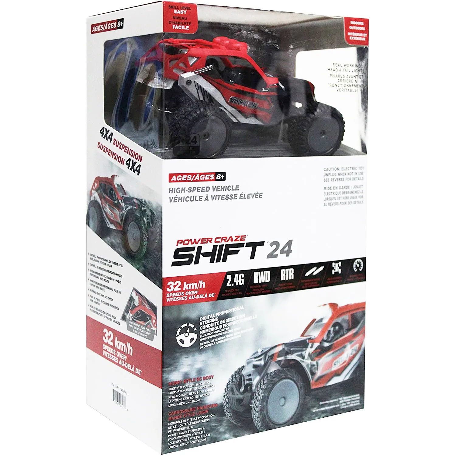 Power Craze Shift 24, 2.4G Remote Control Vehicle For Ages 8  (Red).