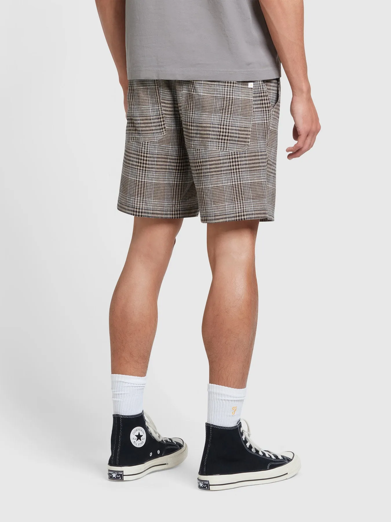 Redwald Check Drawstring Shorts In True Khaki