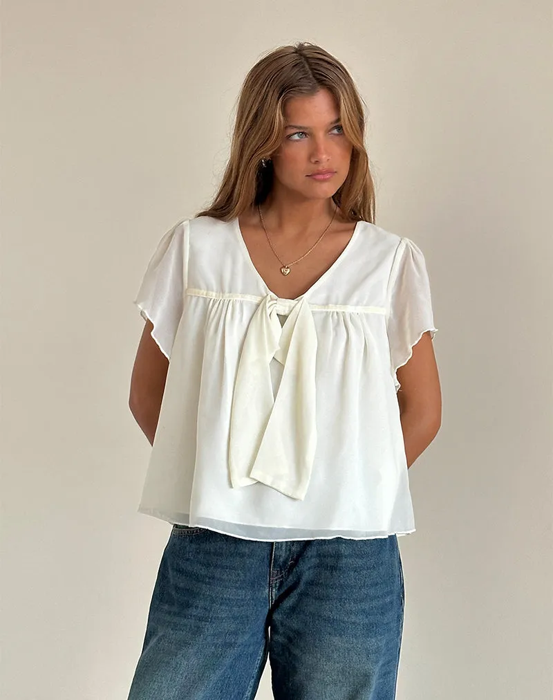 Rike Longline Top in Chiffon Ivory