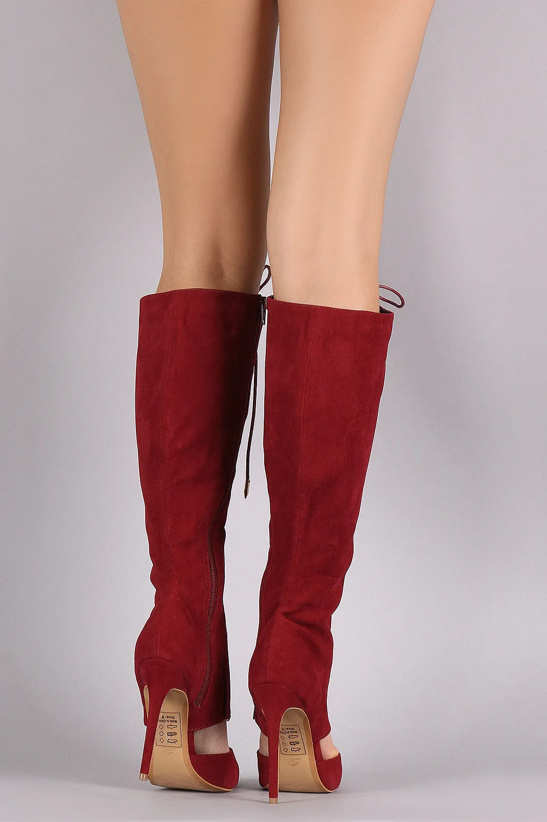 Shoe Republic Suede Lace Up Cutout Boots