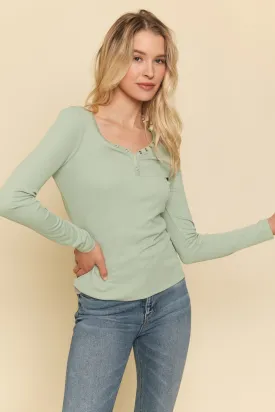 Soft Modal Rib Fitted Henley Top