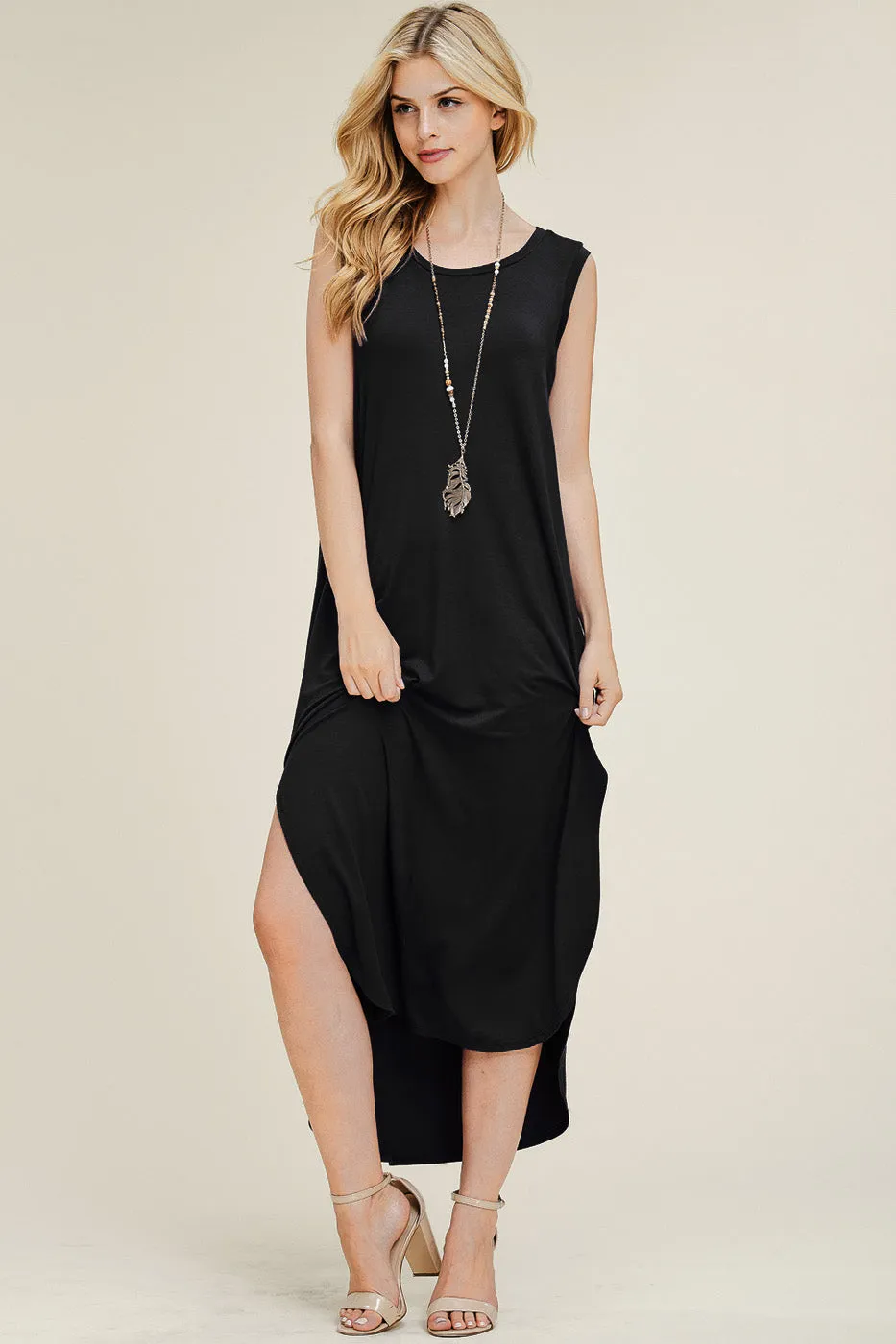 Solid Maxi Dress With Side Slits