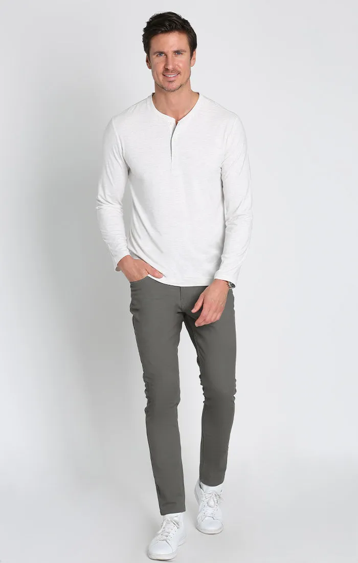 Stretch Long Sleeve Poly Viscose Henley