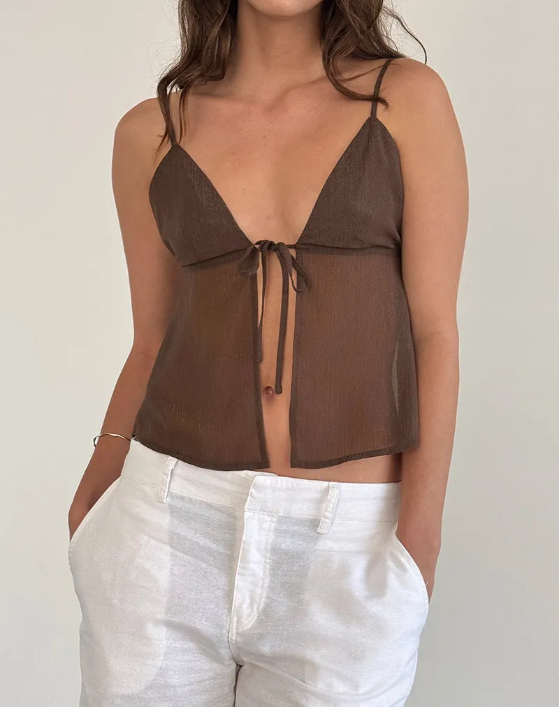 Tezza Cami Top in Brown Glitter Chiffon