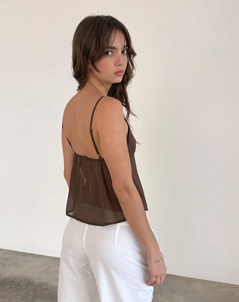 Tezza Cami Top in Brown Glitter Chiffon