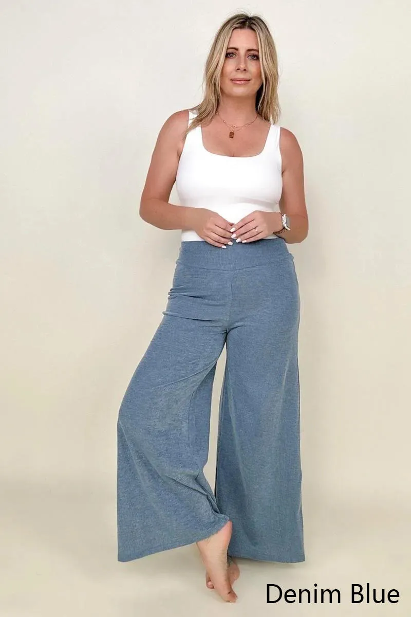 Wide Waistband Wide Leg Pants